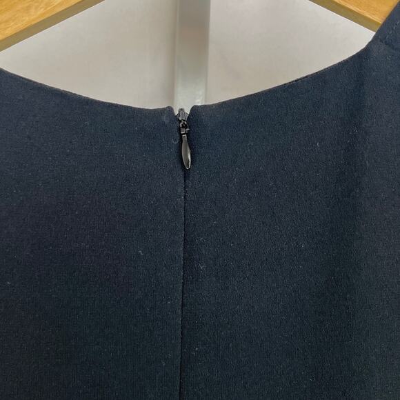 MM. LAFLEUR Masha Dress Cap Sleeve Midi Sheath Pockets LBD Crepe Black Size 12 - Picture 7 of 10